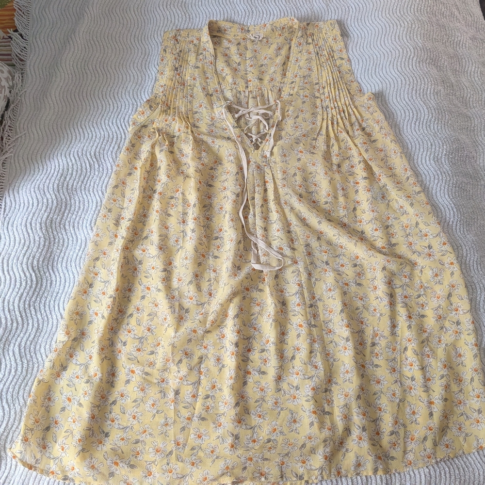 POL Yellow Floral Mini Dress Lace Slit Detailing